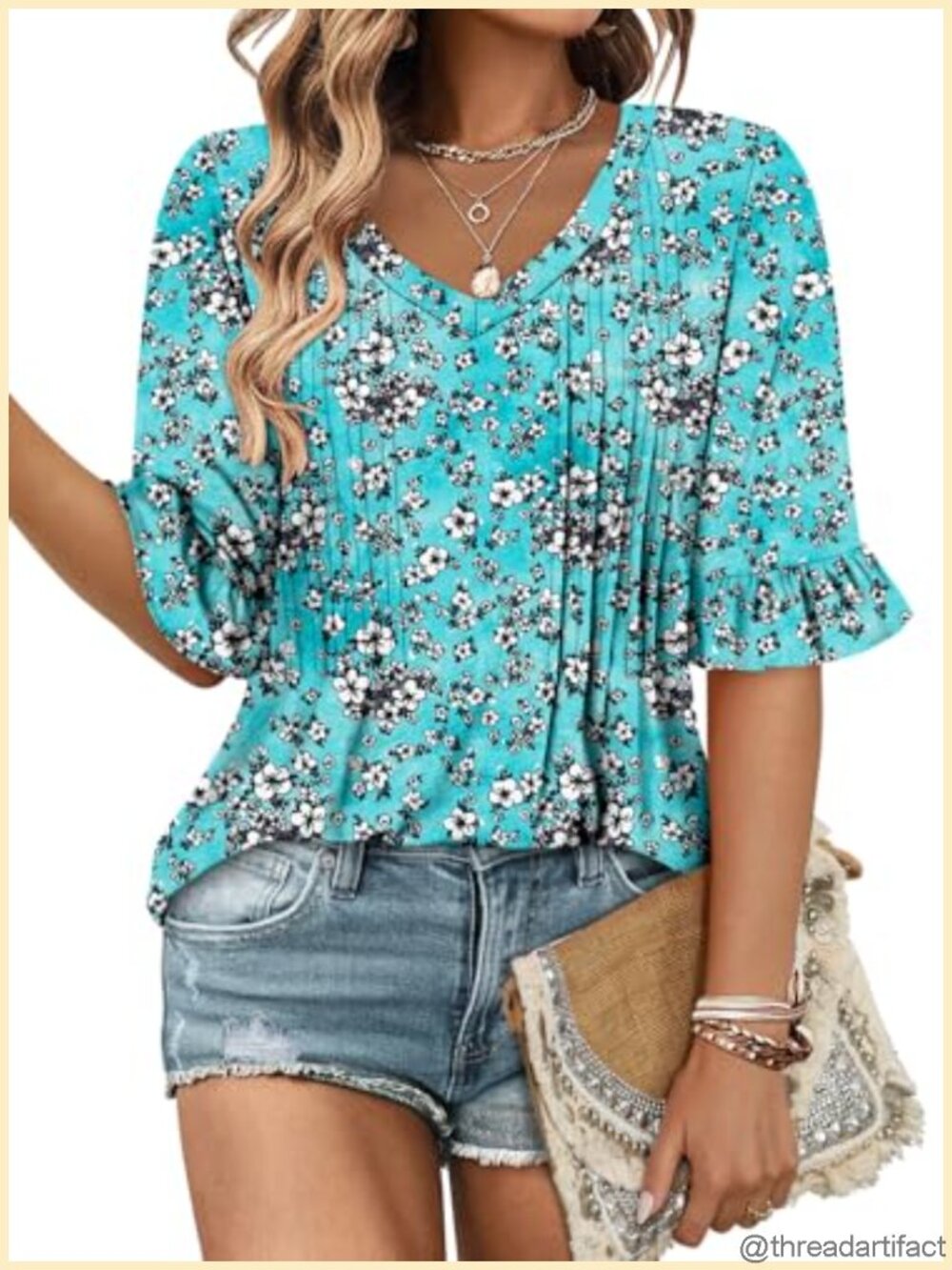 Women's Short Sleeve Tunic Top Blouse Summer Casual Shirt